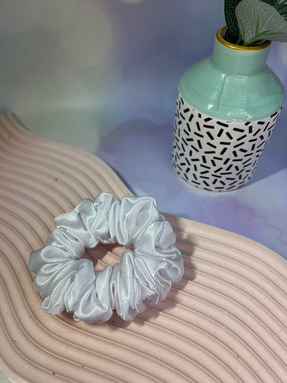 Luxury White Satin Scrunchie