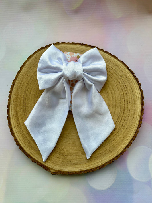 Luxury White Satin Midi Hair Bow