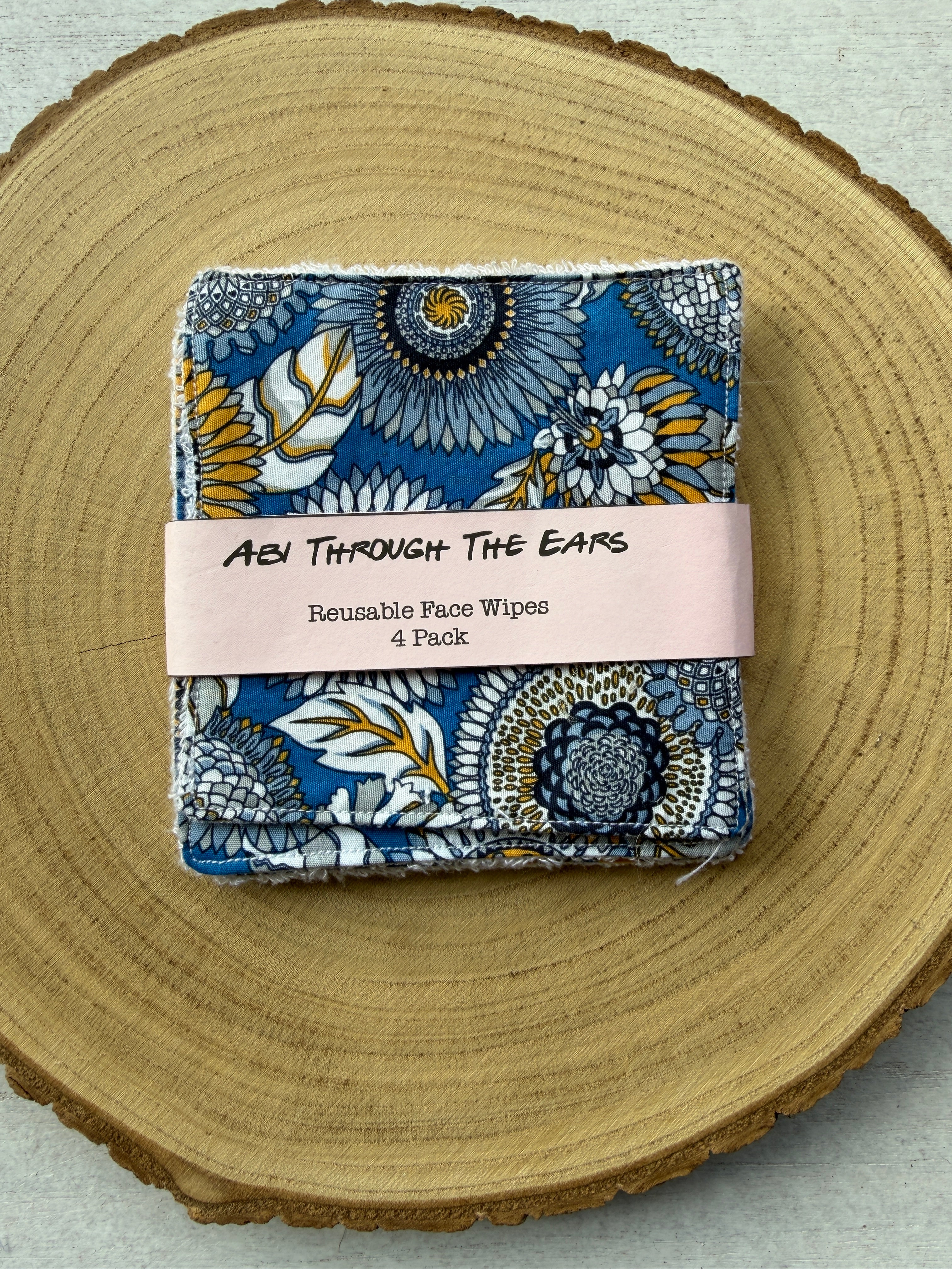 Blue Sunflower Reusable Face Wipes 4 pack