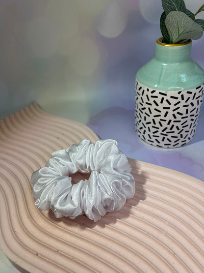 Luxury White Satin Scrunchie