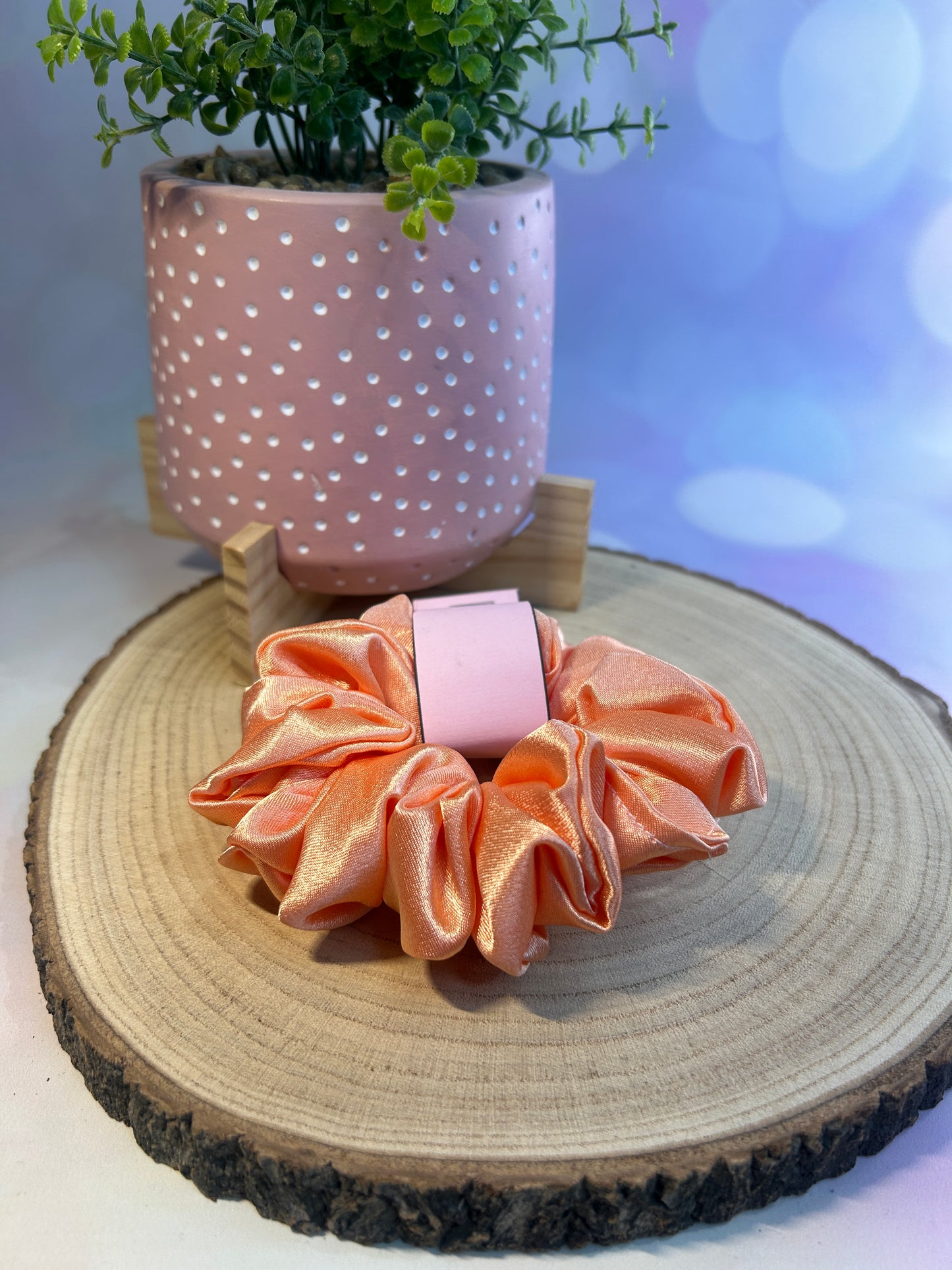 Luxury Peach Satin Scrunchie