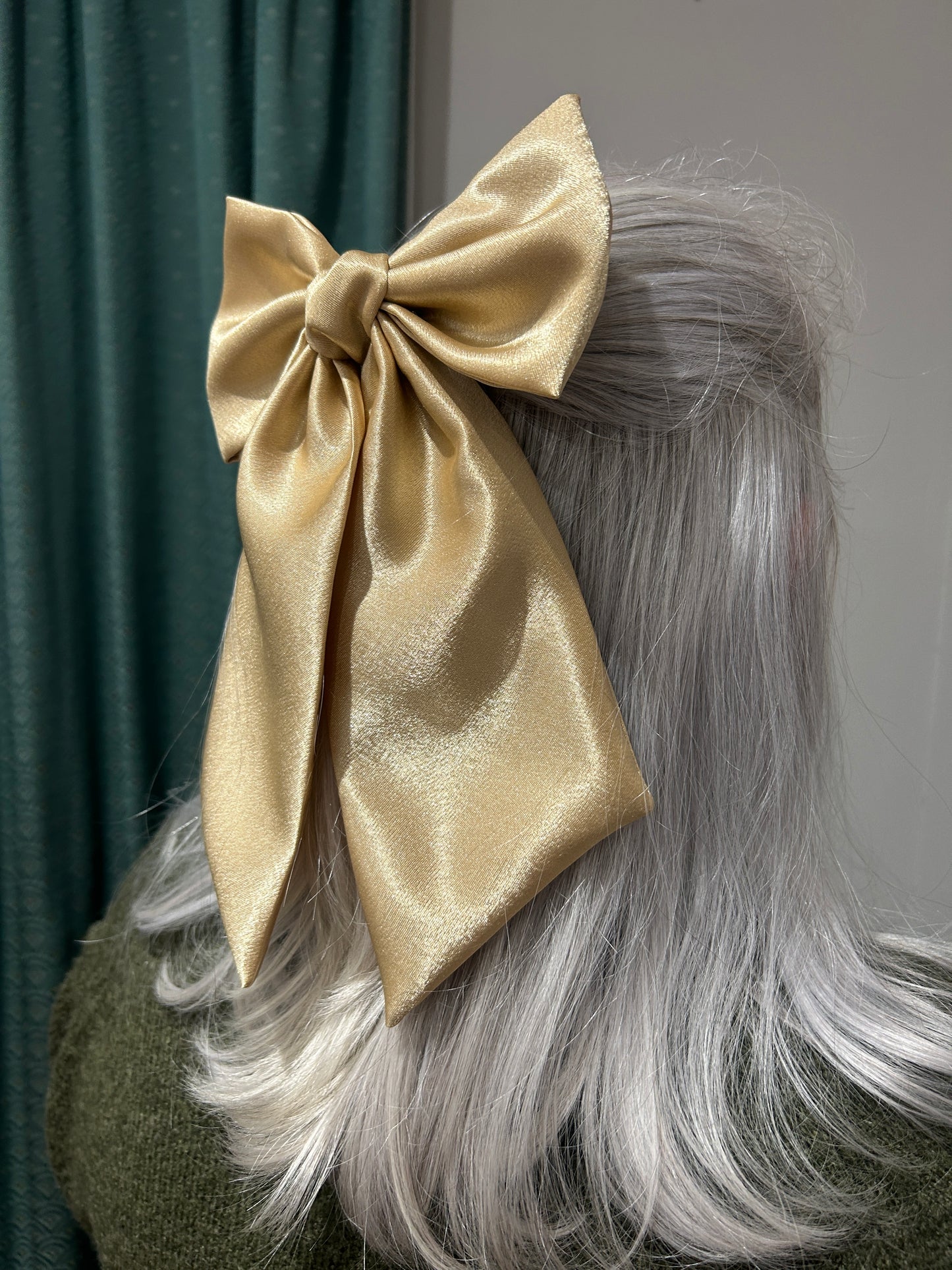 Large Luxury Gold Satin Hair Bow