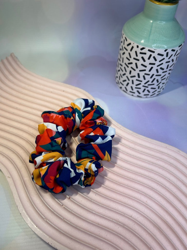 Bold Blue Floral Scrunchie