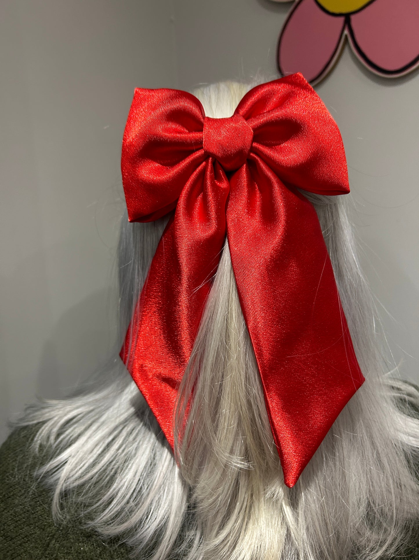 Large Luxury Red Satin Hair Bow