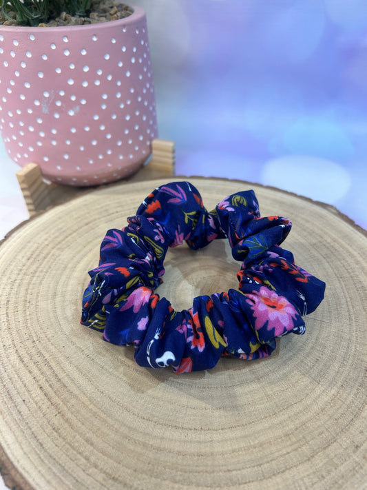 Halloween Day of the Dead Cotton Scrunchie - Navy