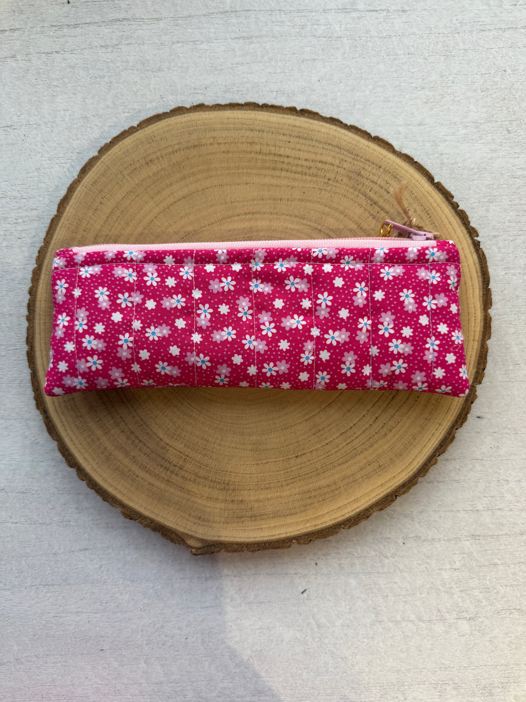 Raspberry Daisy Slimline Pencil Case