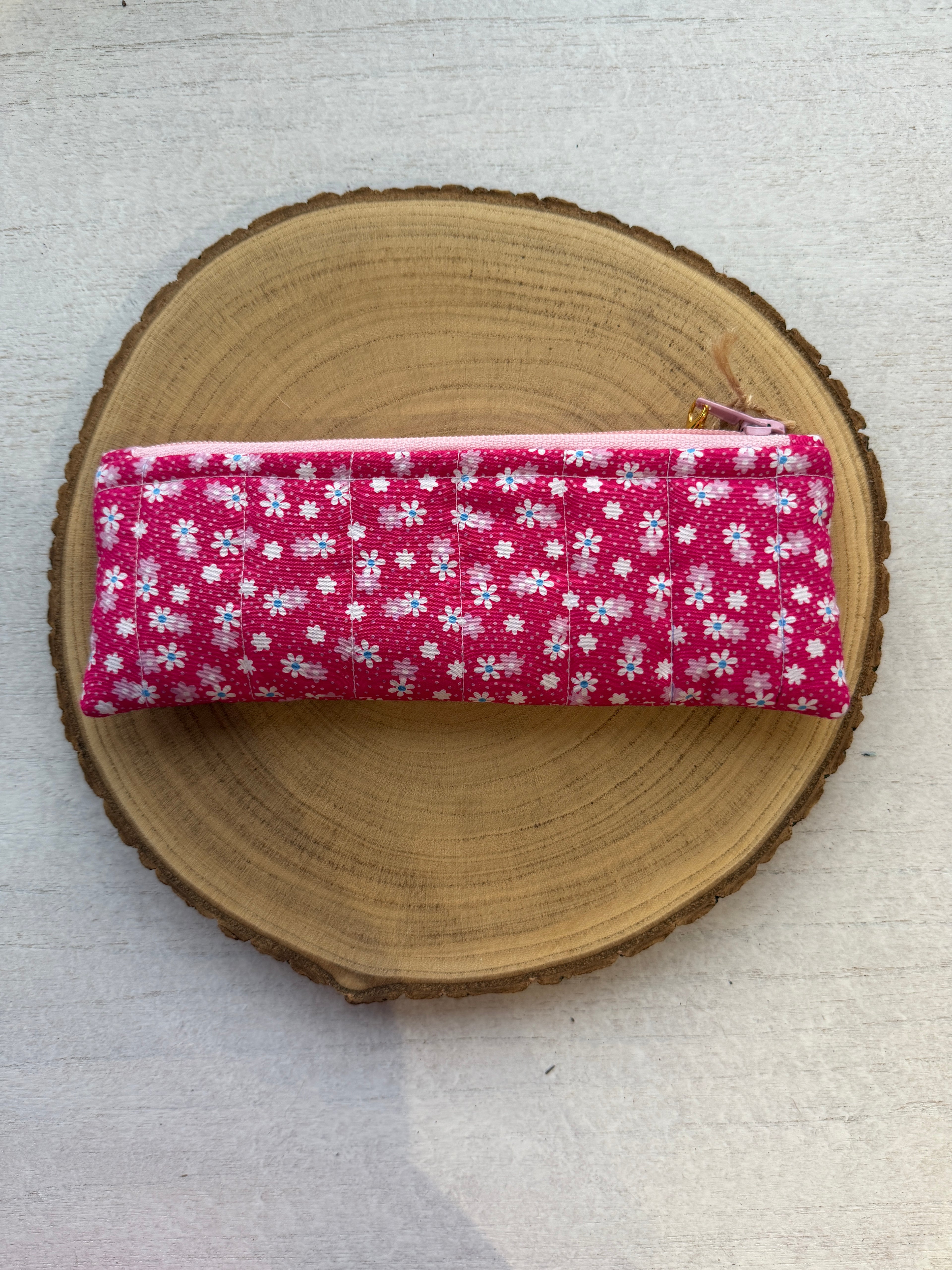 Raspberry Daisy Slimline Pencil Case