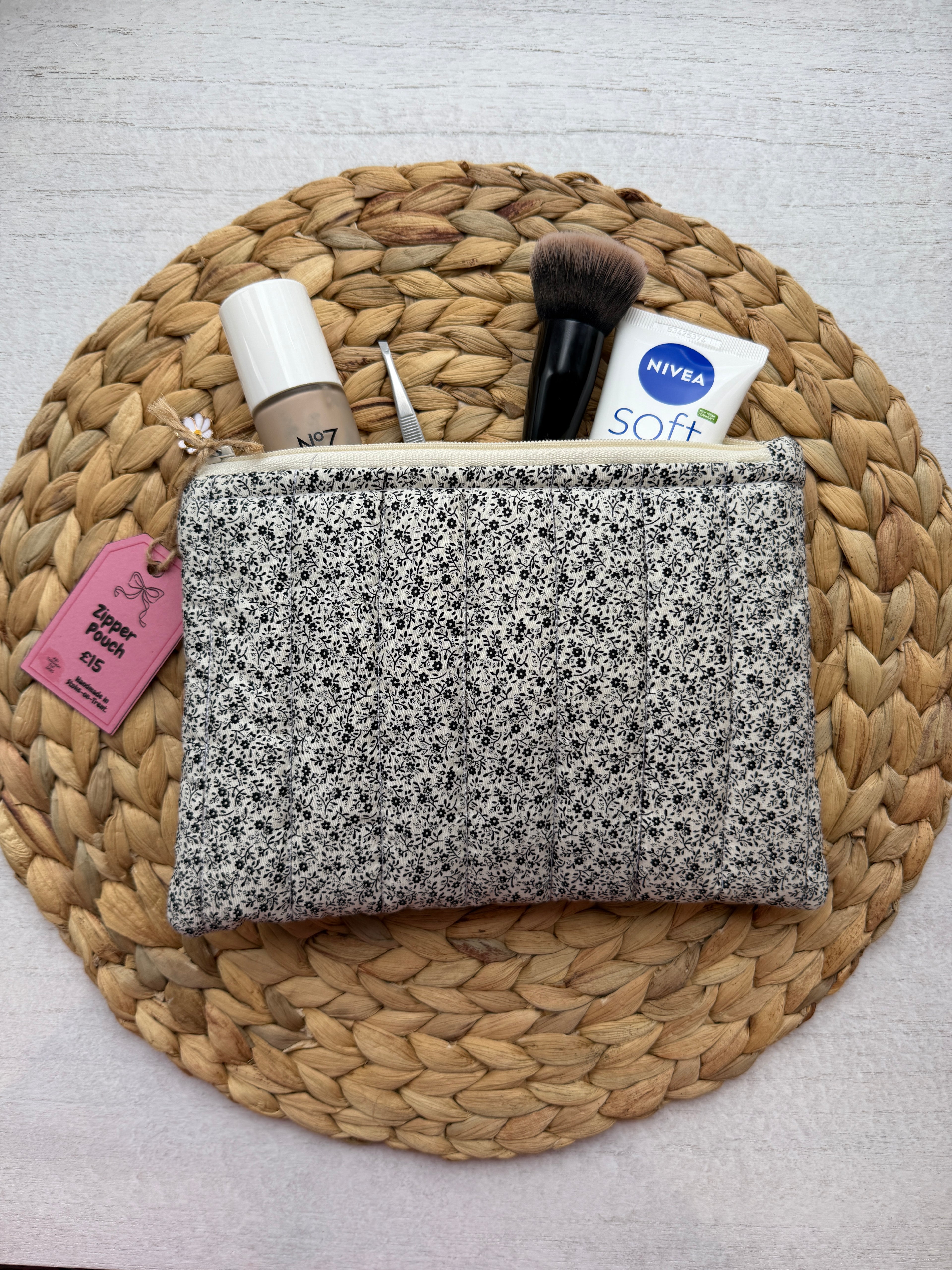 Little Black Blooms Everyday Zipper Pouch
