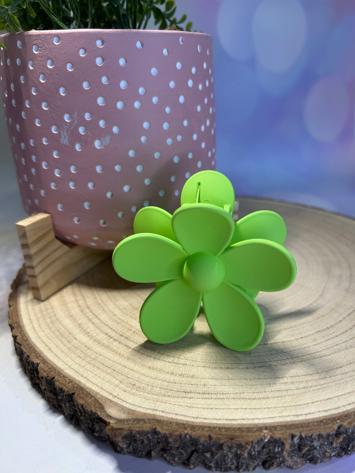 Lime Green Flower Claw Clip