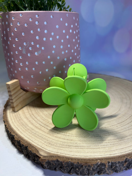 Lime Green Flower Claw Clip