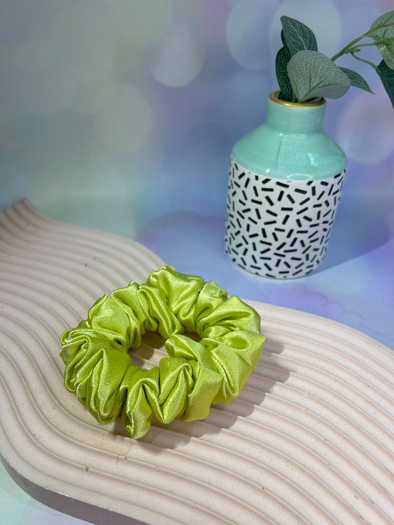 Luxury Lime Satin Scrunchie