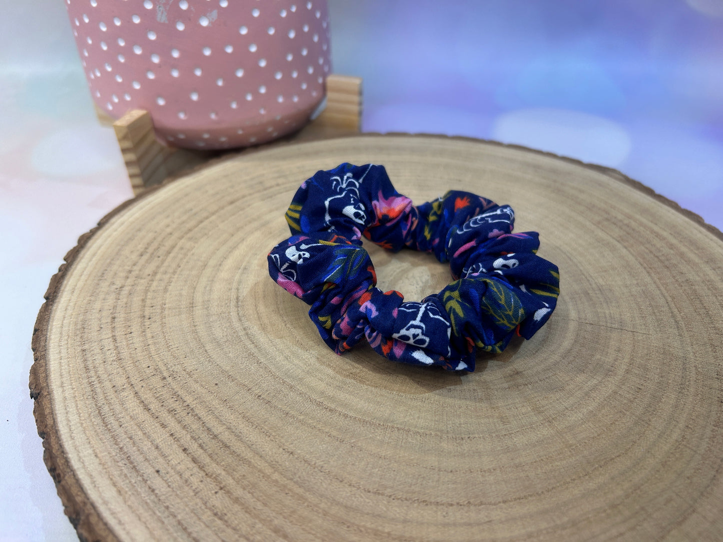 Halloween Day of the Dead MINI Scrunchie - Navy