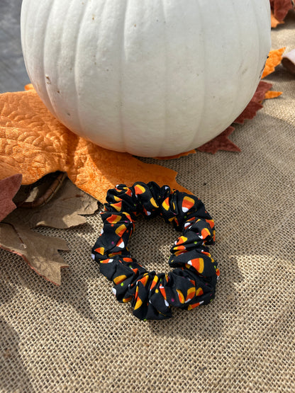 Candy Corn Halloween Cotton Scrunchie