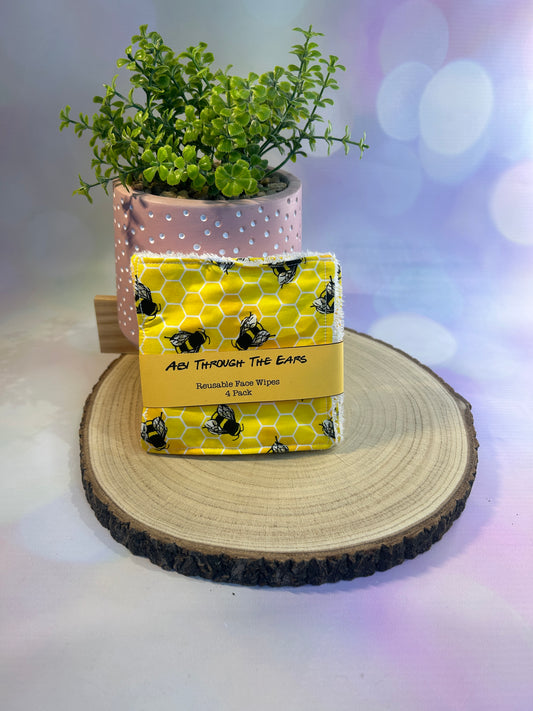 Yellow Honeycomb Reusable Face Wipes 4 pack