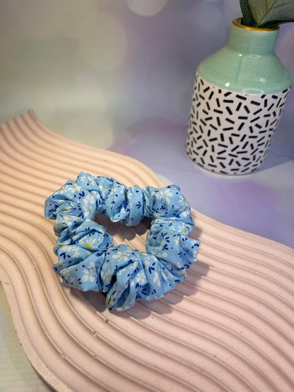 Pale Blue Floral Scrunchie