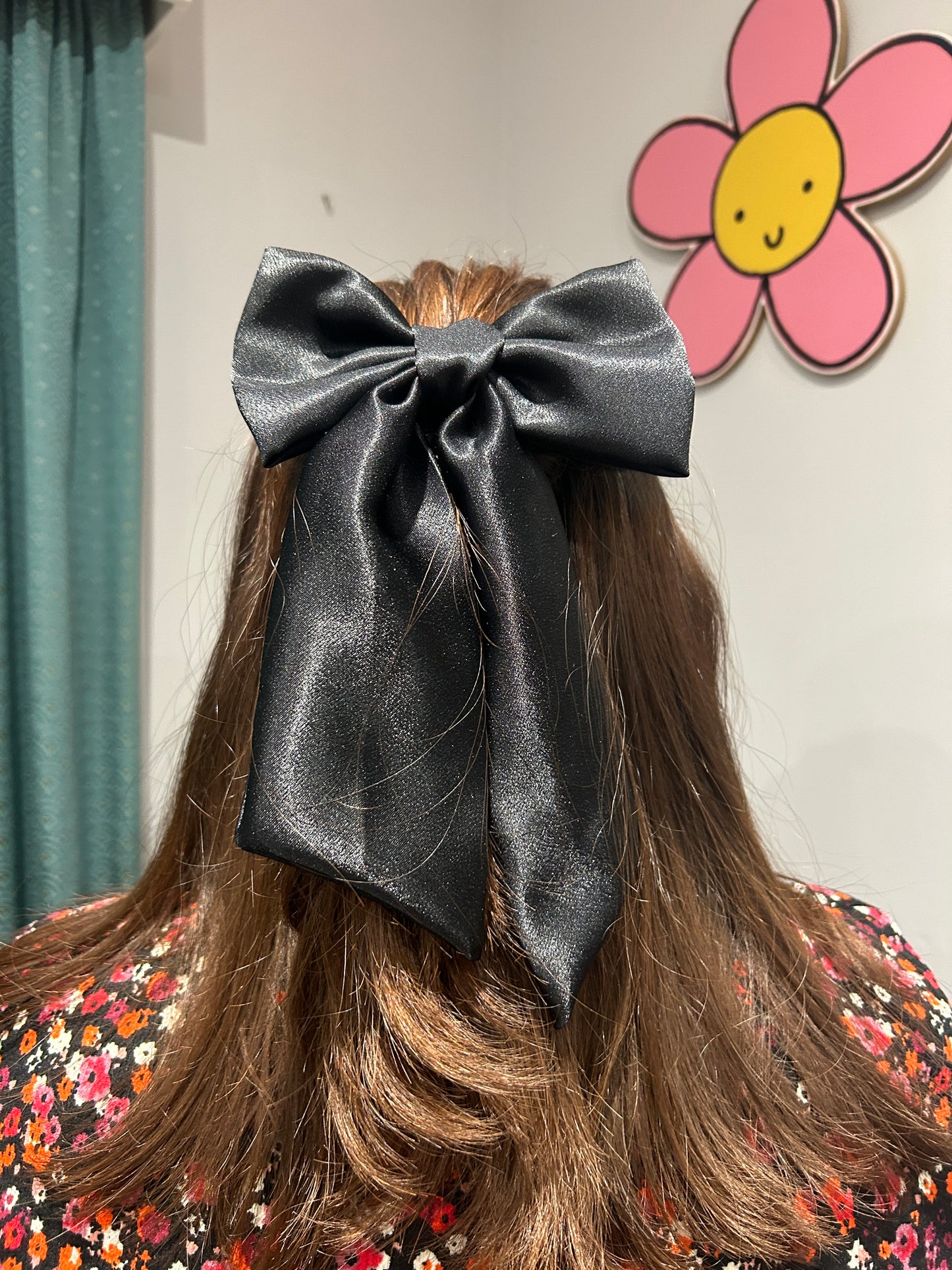 Large Luxury Black Satin Hair Bow