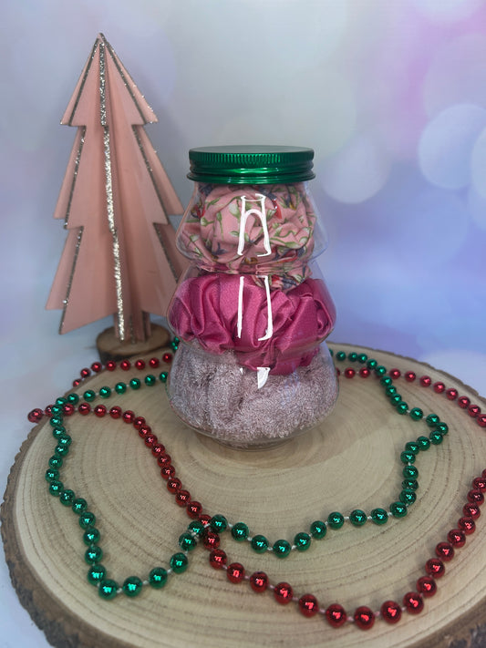 Pink Scrunchie Trio Christmas Tree Gift Set