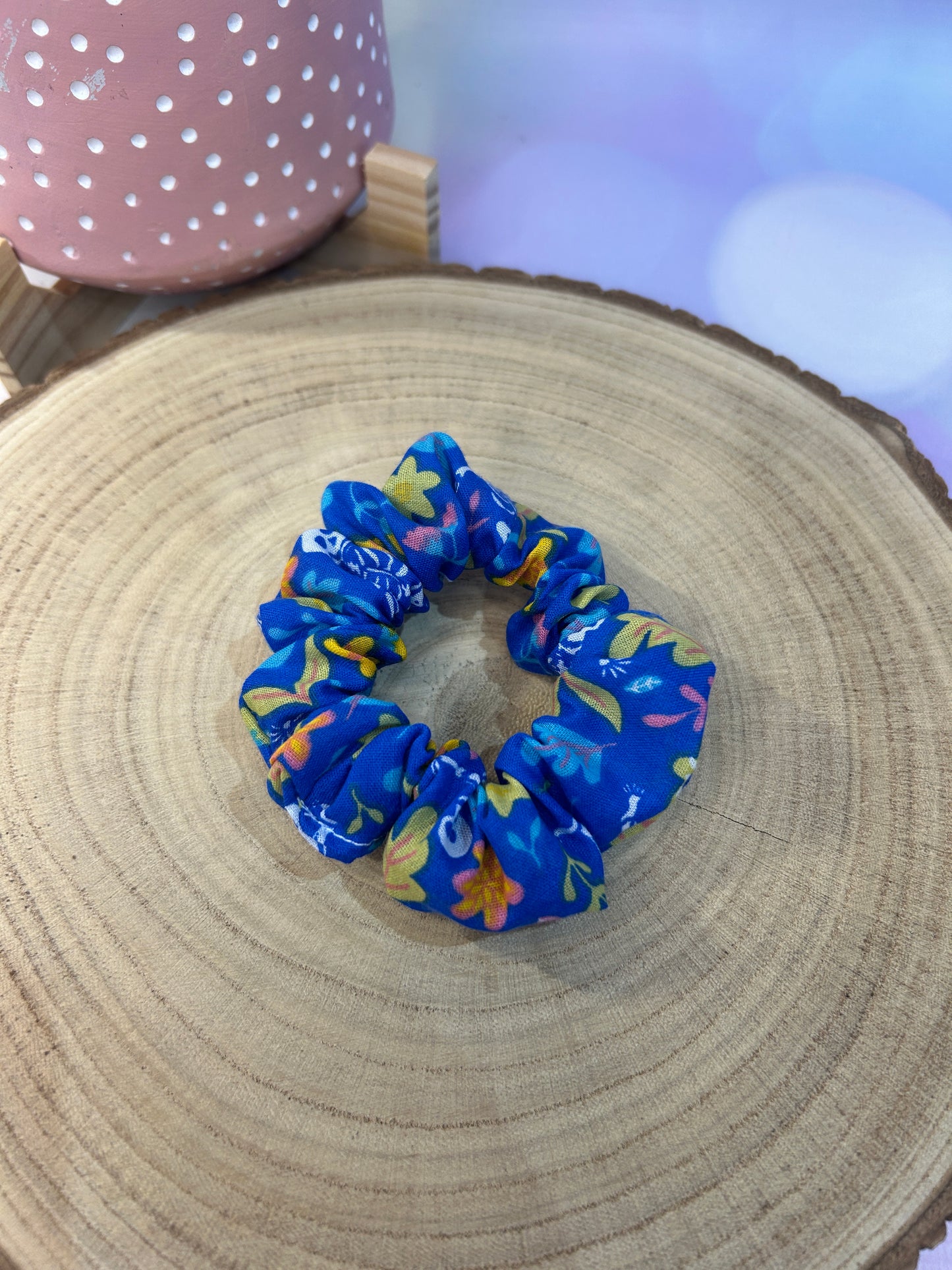 Halloween Day of the Dead Cotton MINI Scrunchie - Blue