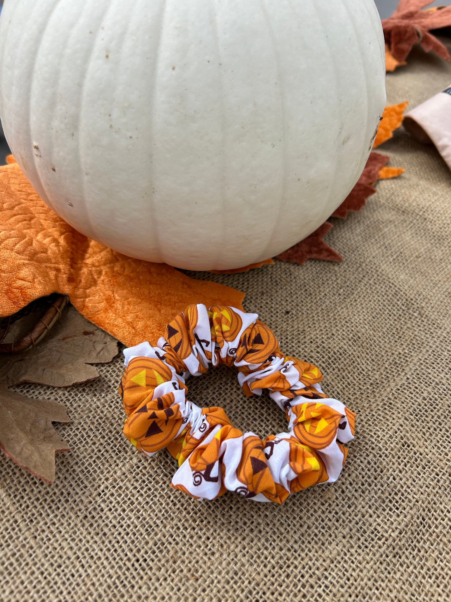 Halloween Pumpkin Cotton Scrunchie