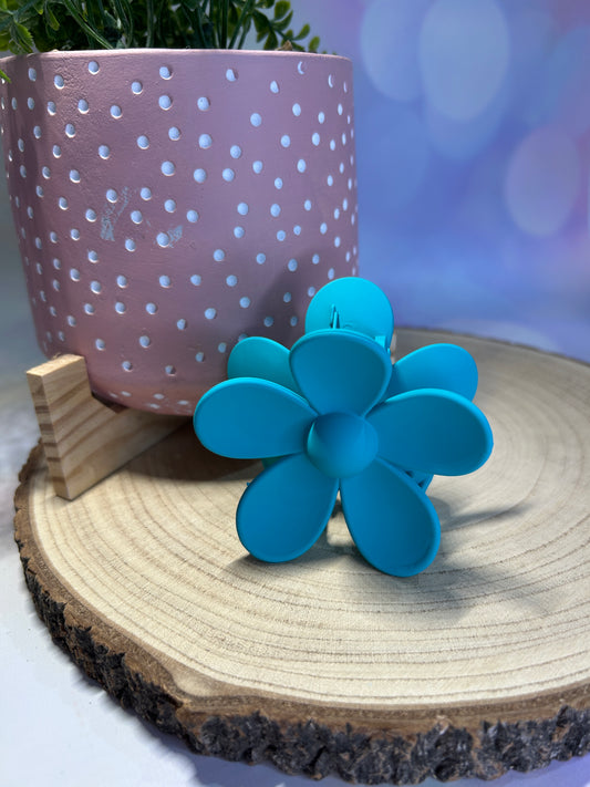 Teal Flower Hair Claw Clip