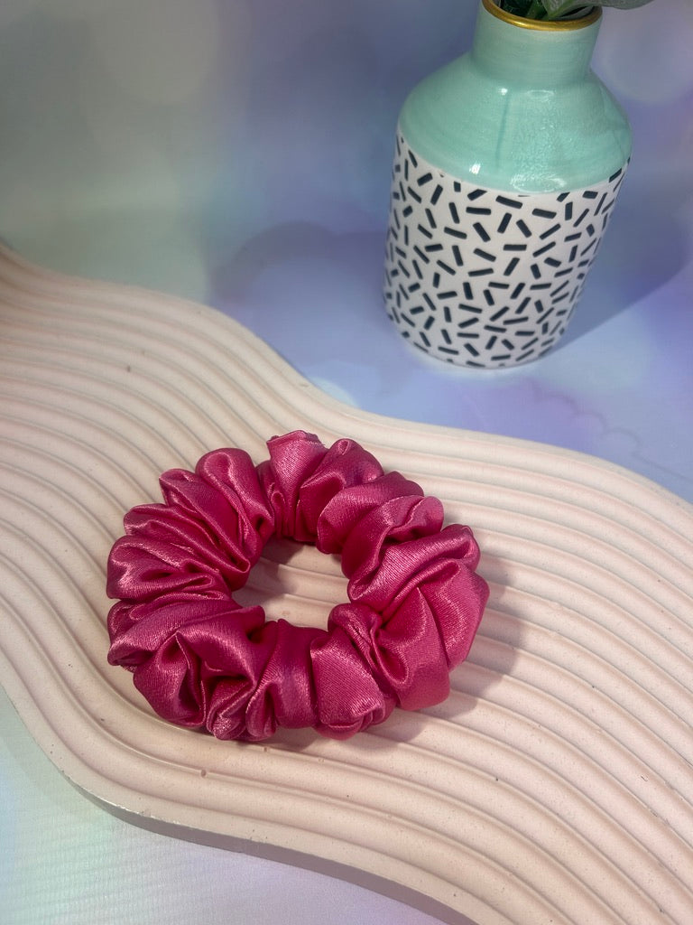 Dark Pink Satin Scrunchie