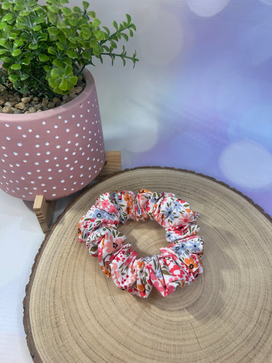 Pink Dainty Floral Hair Scrunchie