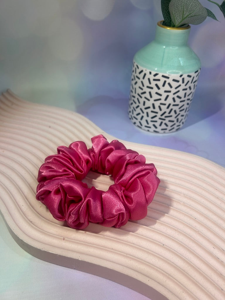Dark Pink Satin Scrunchie