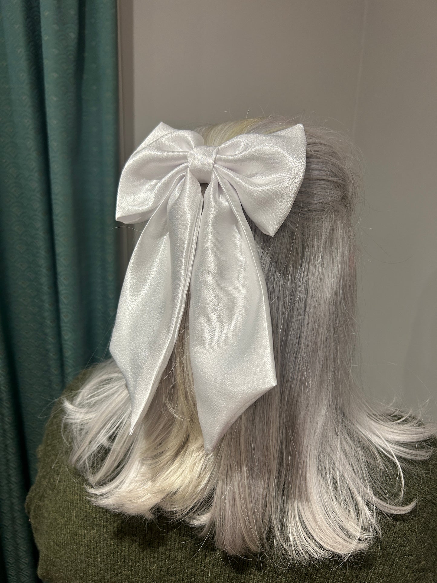 Large Luxury White Satin Hair Bow