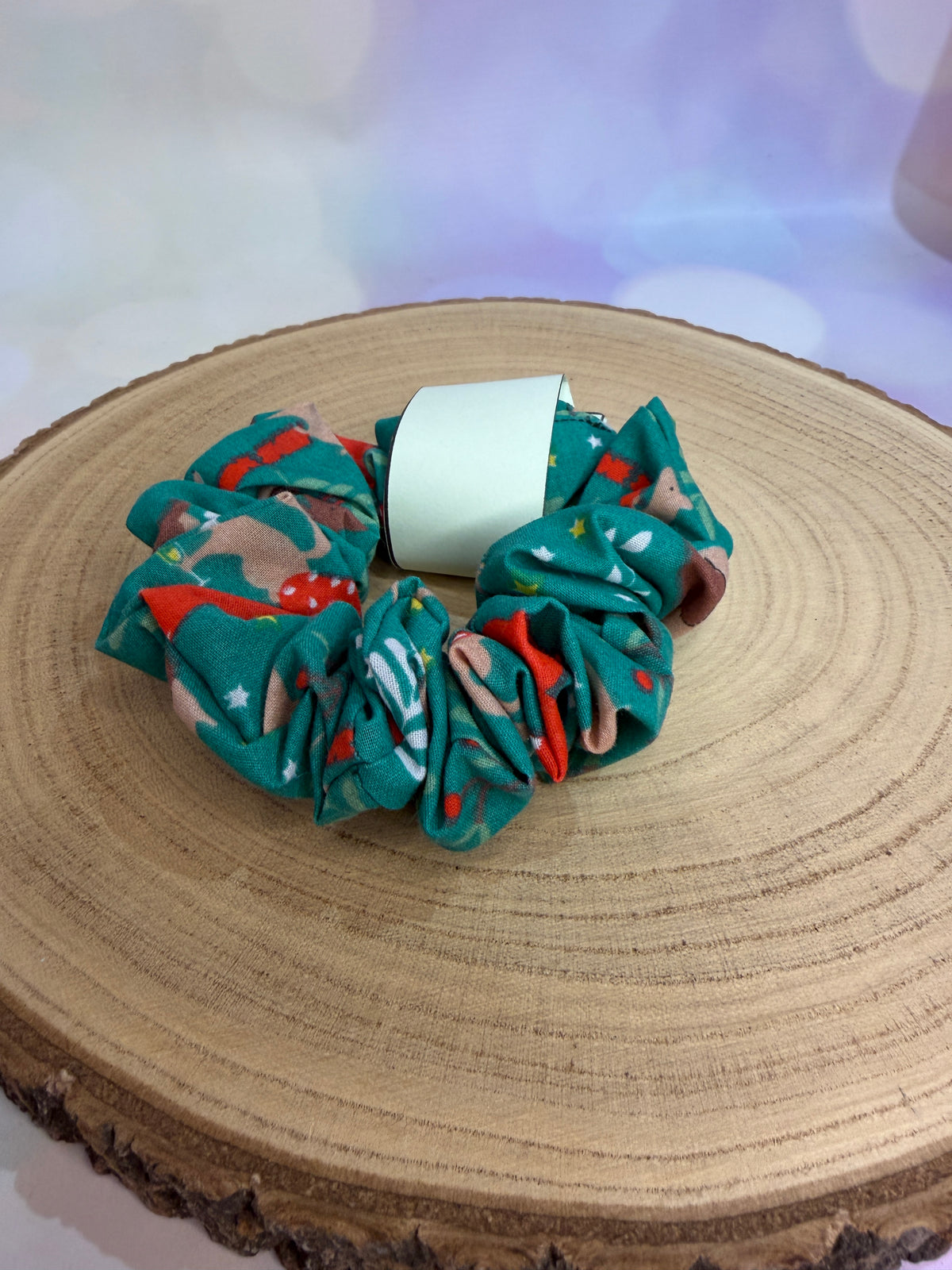 Green Festive Animal Christmas Scrunchie