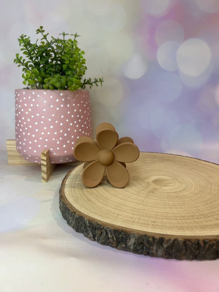 Brown Flower Claw Clip