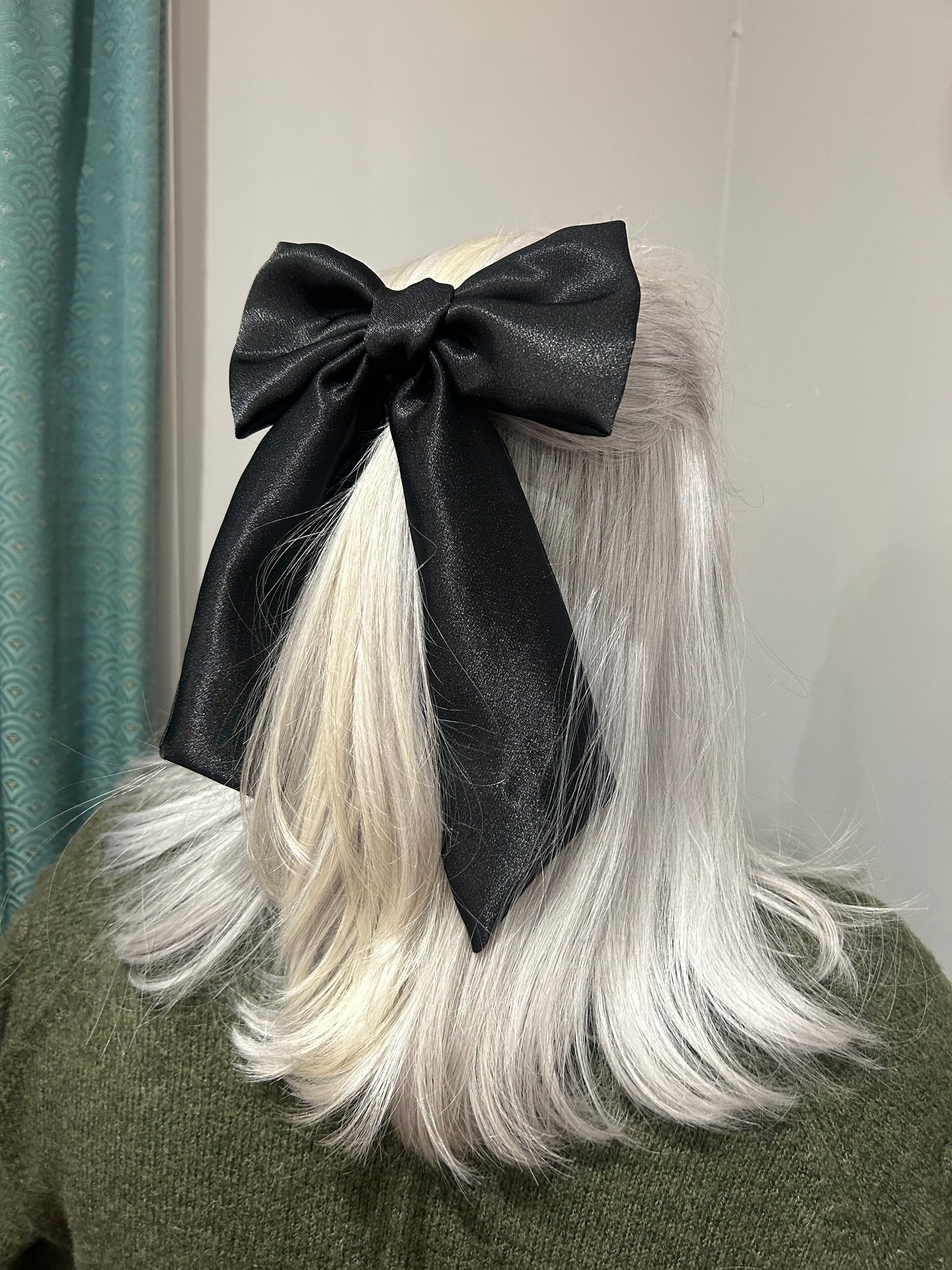 Large Luxury Black Satin Hair Bow