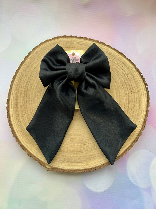 Midi Black Satin Hair Bow
