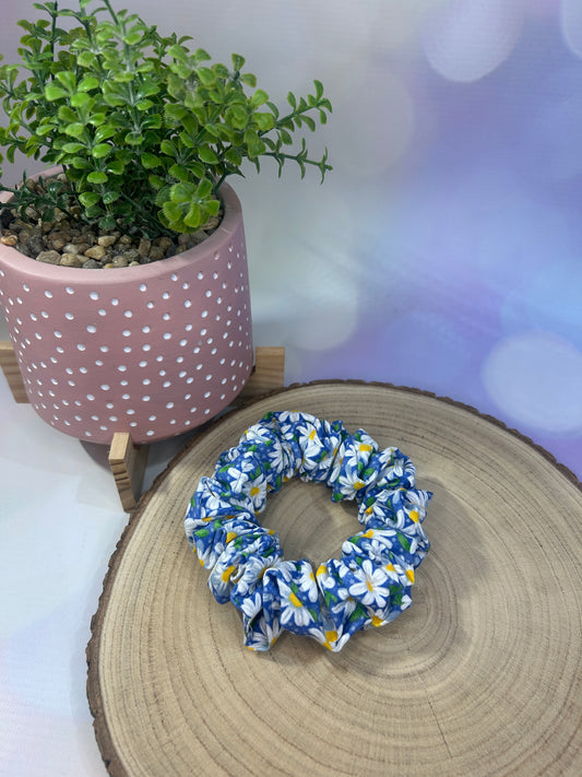 Blue Daisy Cotton Scrunchie