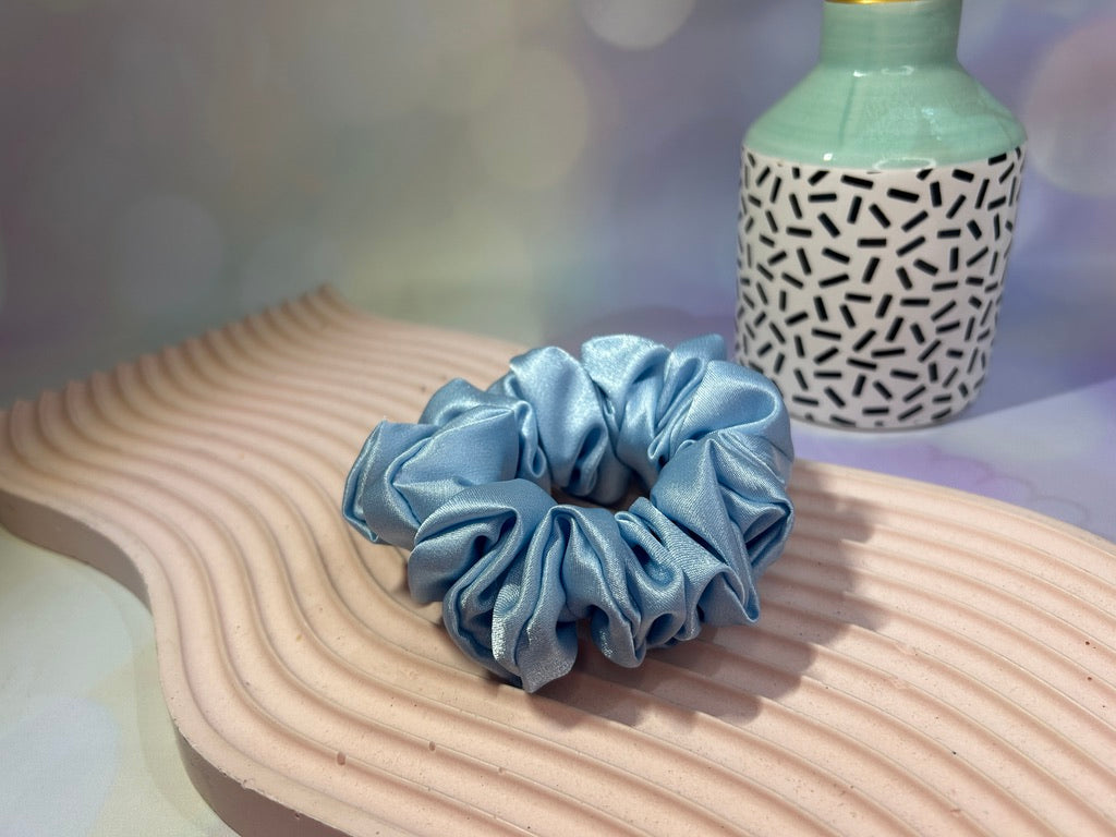 Luxury Baby Blue Satin Scrunchie