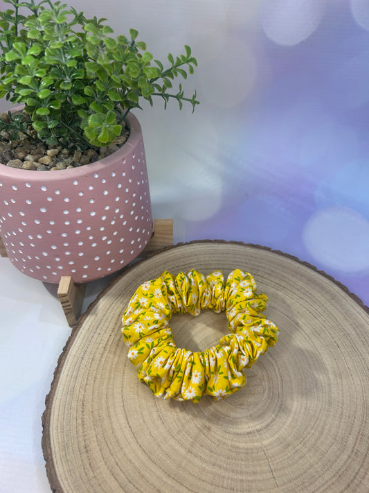 Yellow Floral Hair Scrunchie