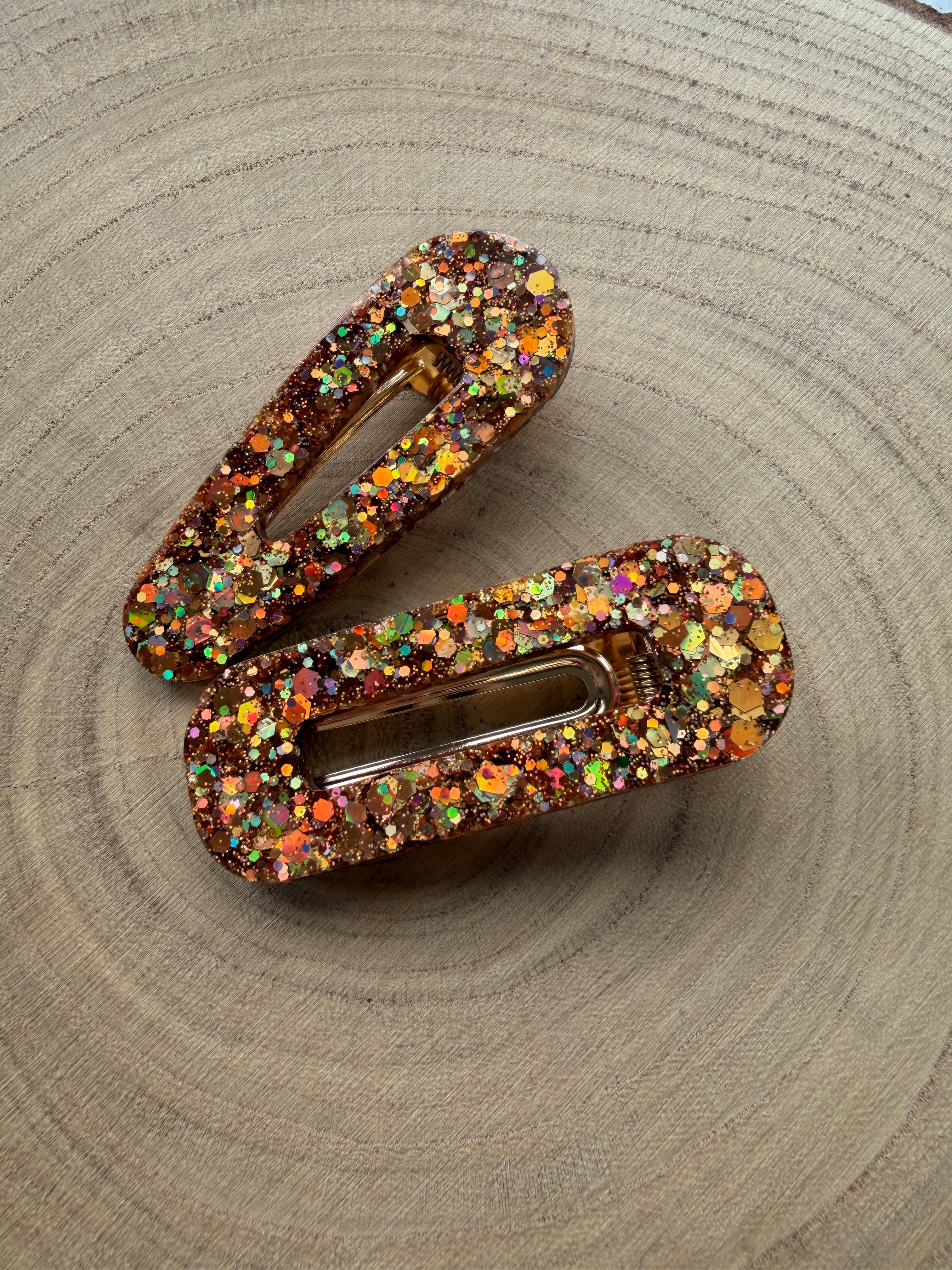 Copper Sparkle Glitter Hair Clips