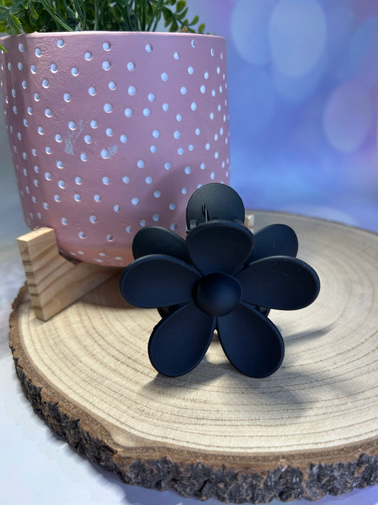 Black Flower Claw Clip