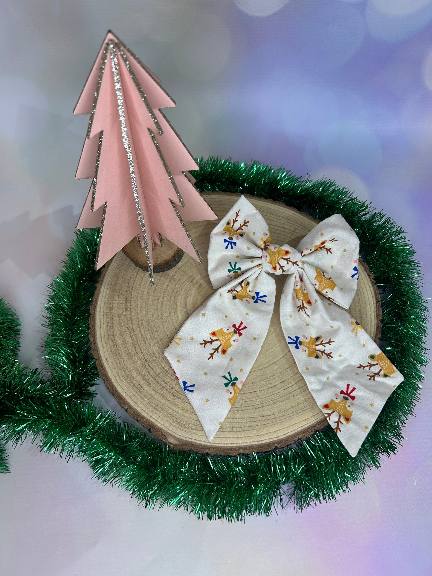 Beige Reindeer Hair Bow