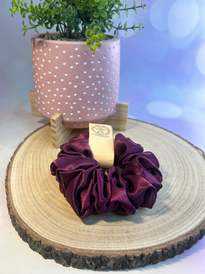 Aubergine Satin Scrunchie (Dark Purple)