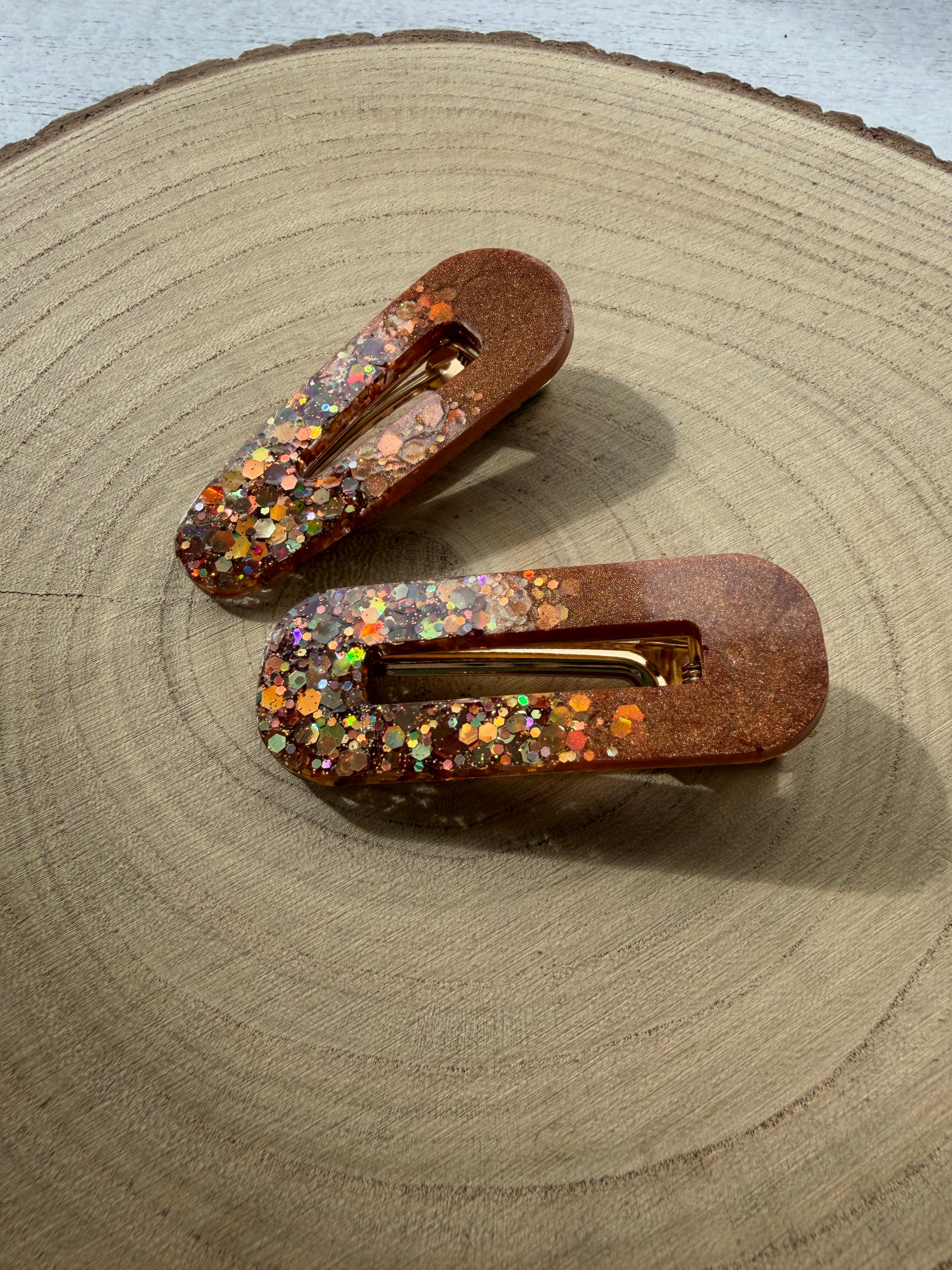 Copper Glow Glitter Hair Clips