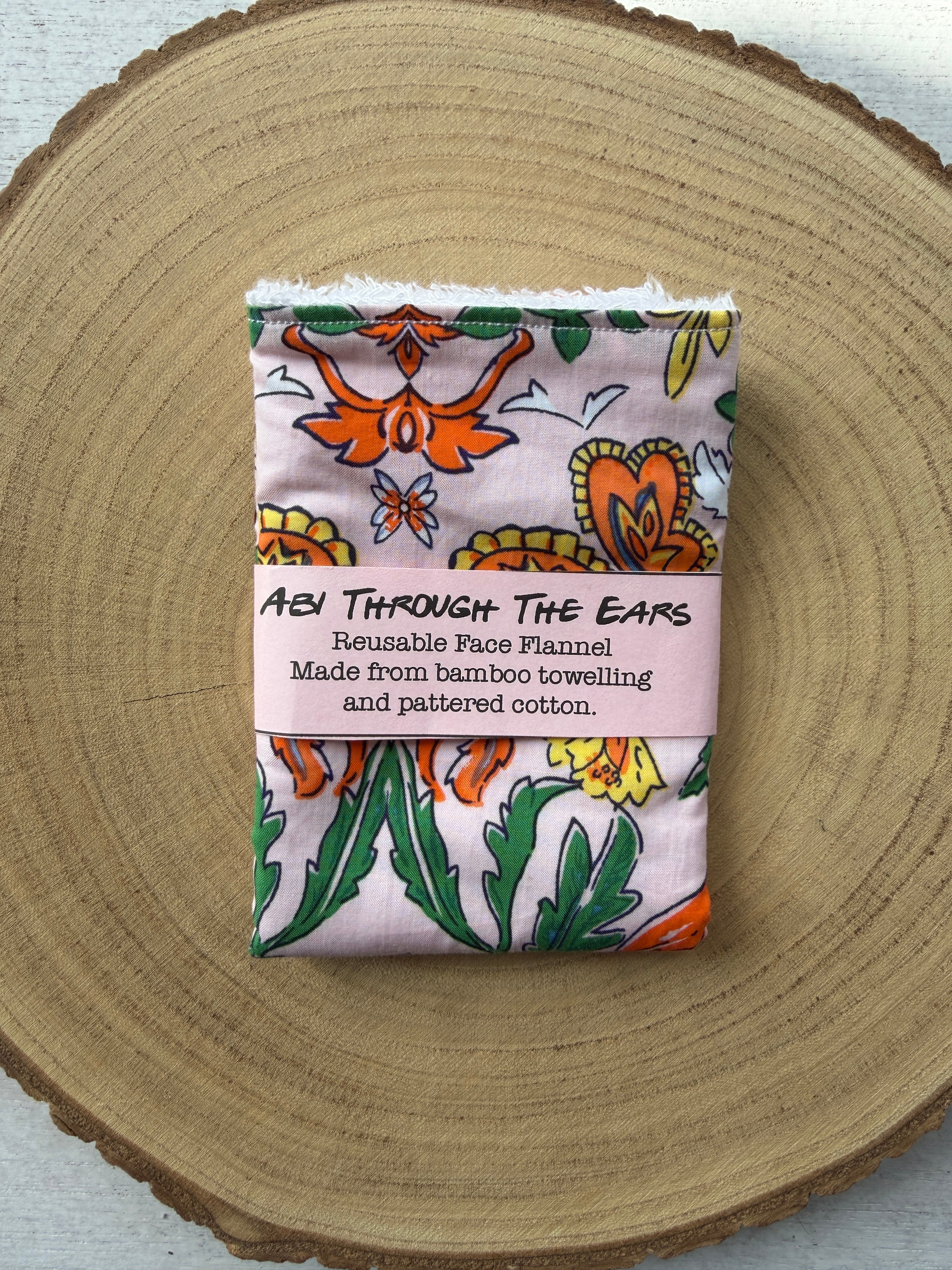 Pink and Orange Floral Reusable Face Cloth