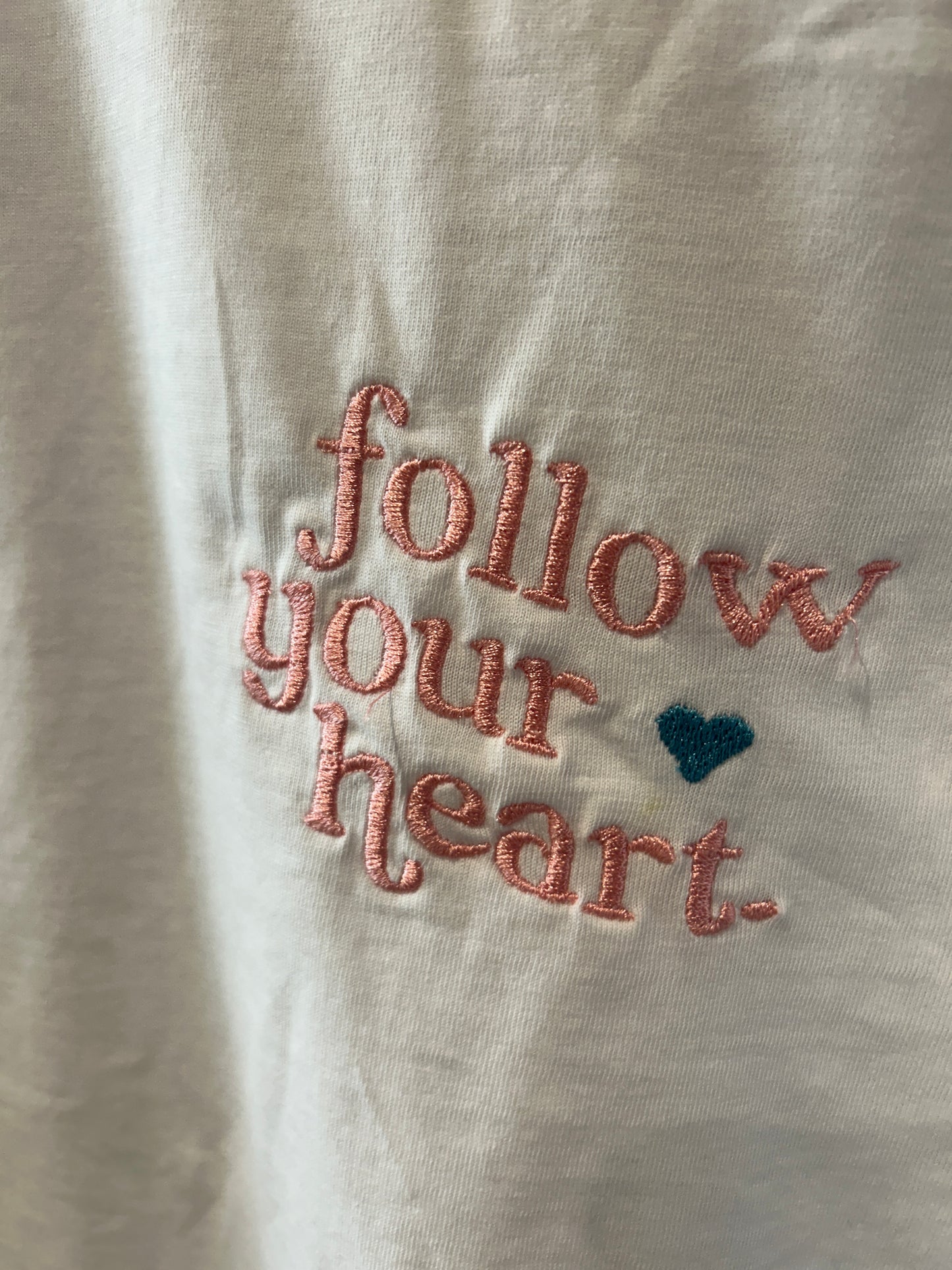 White Follow Your Heart T-shirt SIZE SMALL