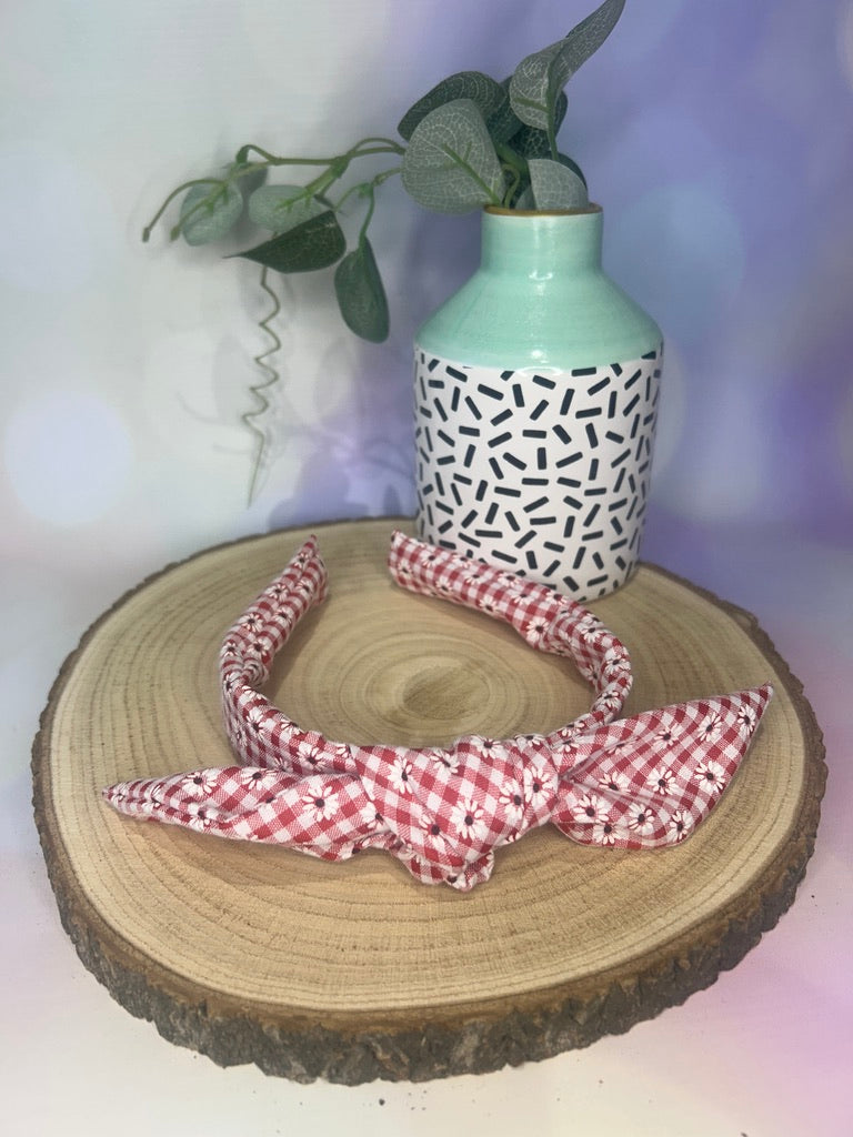 Red Gingham Floral Knotband