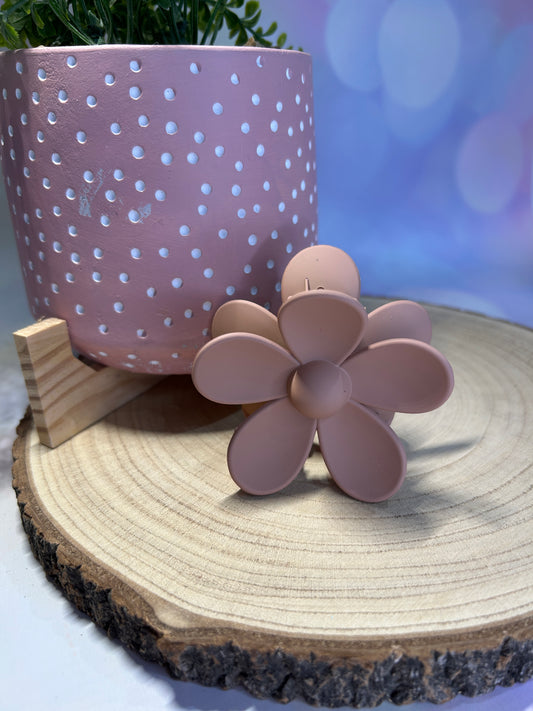 Beige Flower Claw Clip