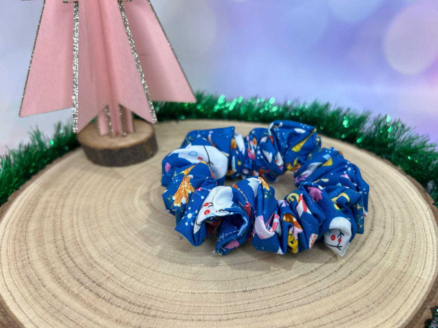 Blue Snowman Hair Scrunchie