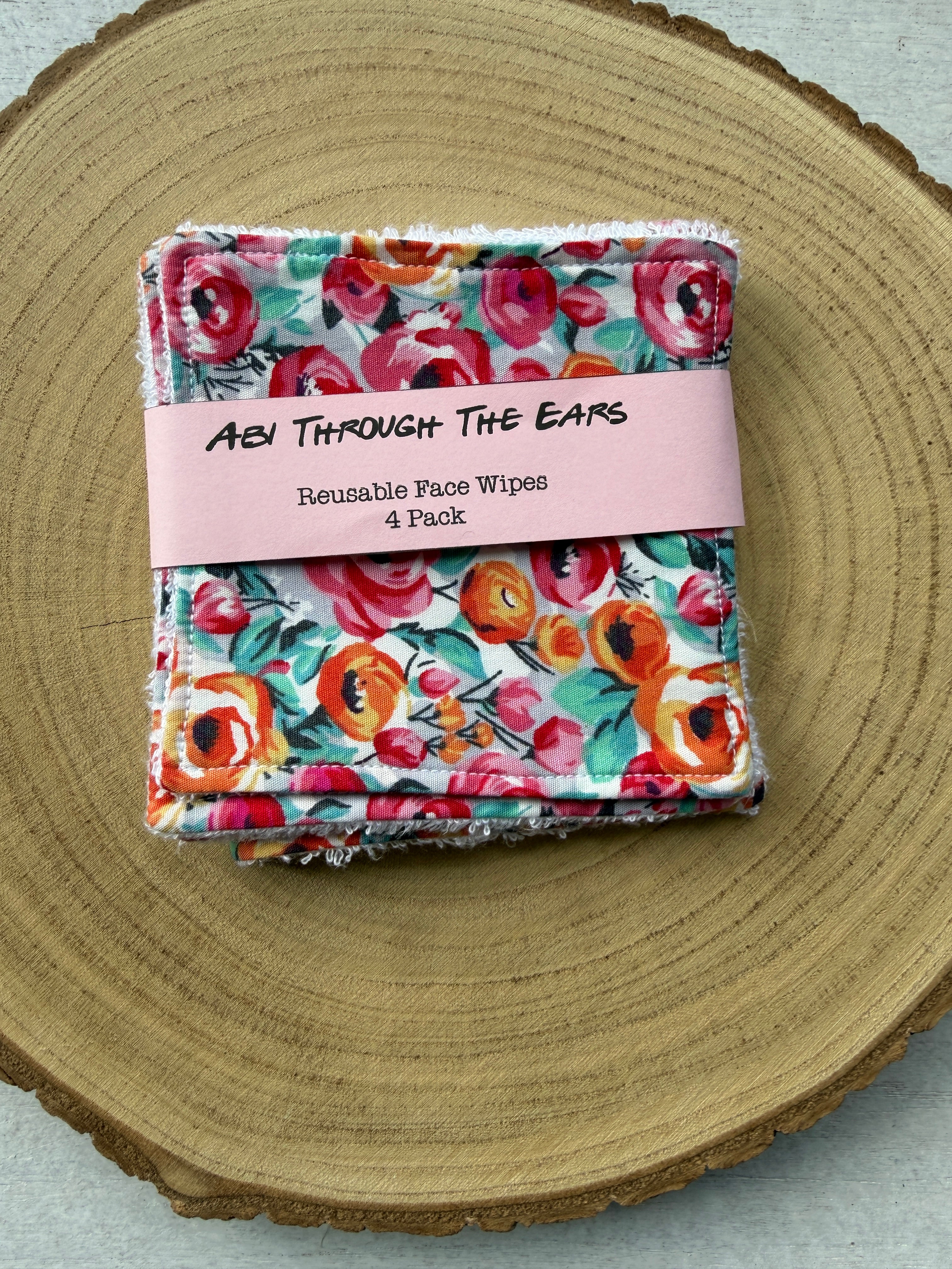 Mixed Pink Floral Reusable Face Wipes 4 pack