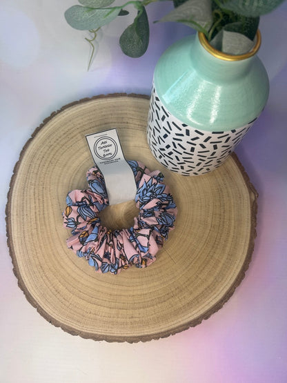 Pink & Blue Floral Scrunchie