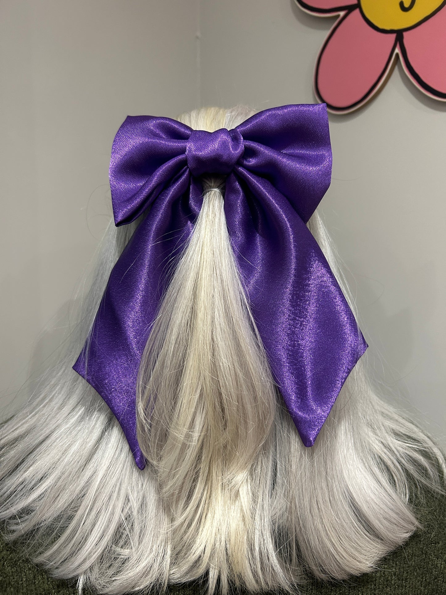Large Luxury Purple Satin Hair Bow