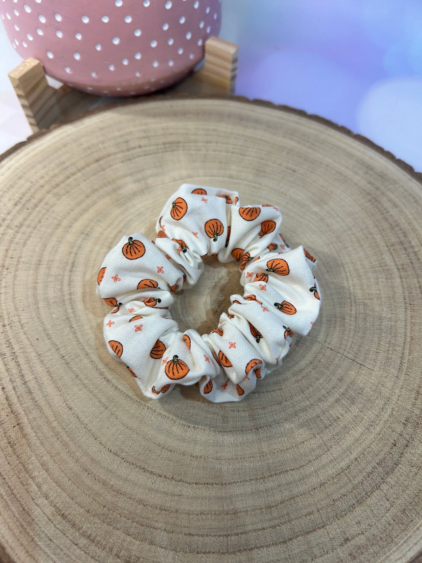 Halloween Tiny Pumpkins Cotton Scrunchie