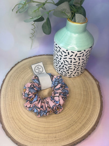Pink & Blue Floral Scrunchie